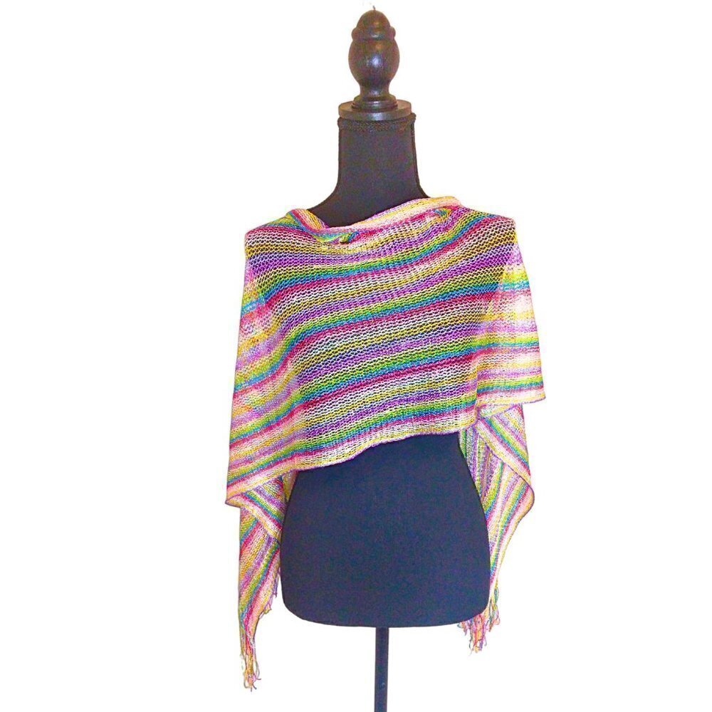 WOMEN'S MULTI COLOR METALLIC SCARF WITH FRINGES